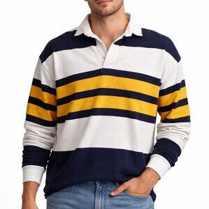 Heavy Weather By Outer Banks Shirt Men White Size L Striped Collared Full Sleeve